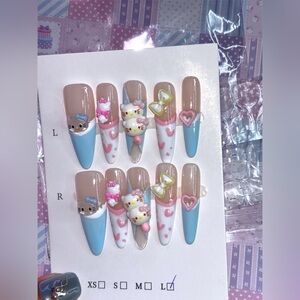 Long Kawaii press-on nails sz L